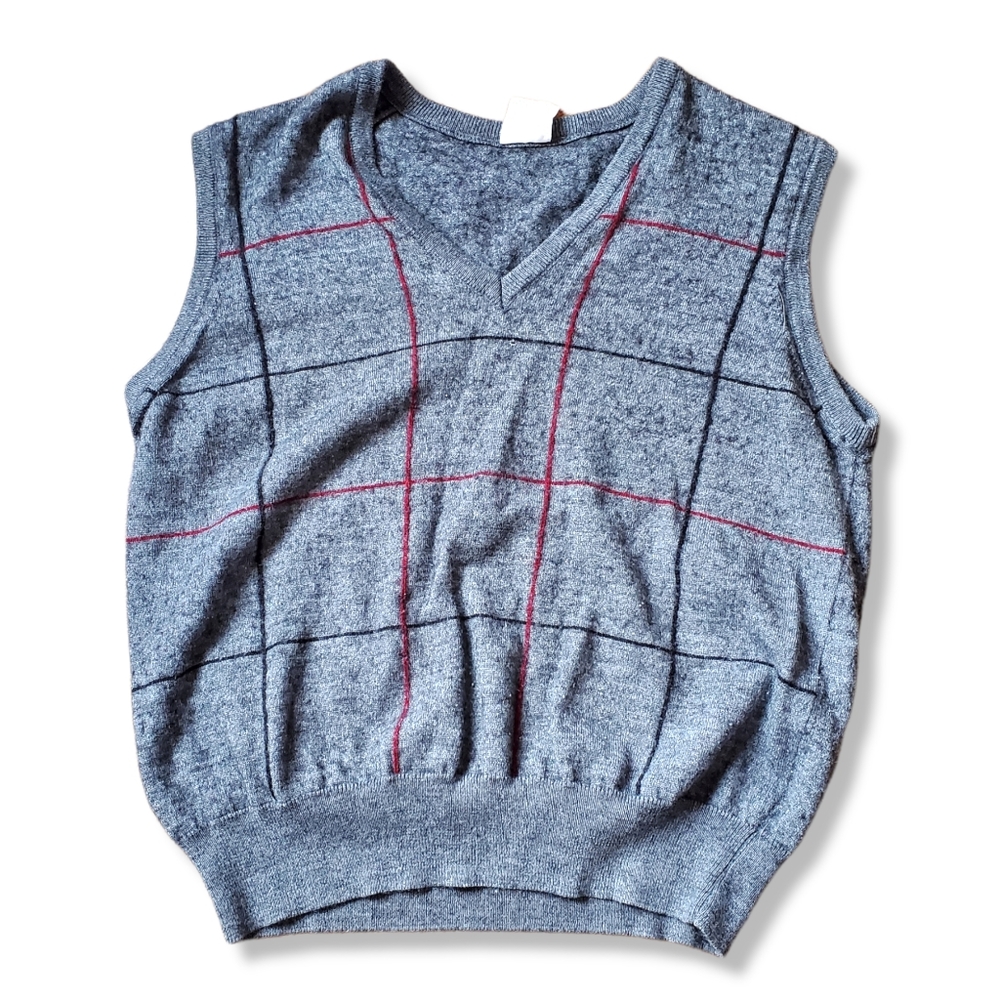 Plaid Sweater Vest Vintage St. Michael Wool Blend L Preppy Academia Knit Tank